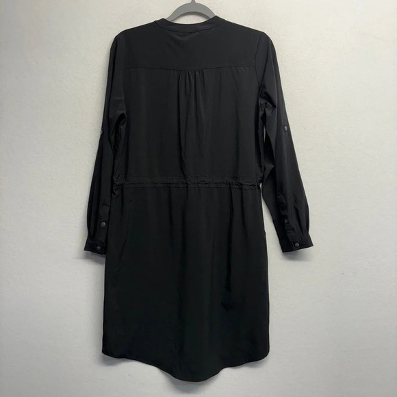 Orvis Pack & Go Travel Dress Black Roll Tab Sleeve Mini Tie Waist Wrinkle Resist - Picture 7 of 12